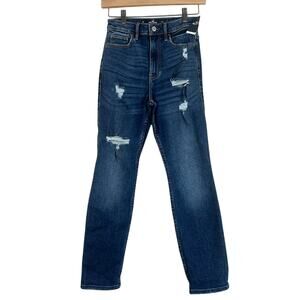 NWT Hollister Jeans Womens 0 Ultra High Rise Skinny Ankle Medium Wash Distressed